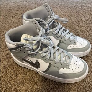 Nike White and Gray High-Top Sneakers